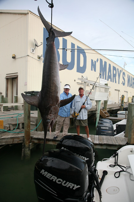 Carl and George with a 380-lb. swordfish