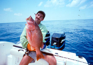 A quality fishfinder is essential in locating quality bottomfish, such as this huge dog snapper.